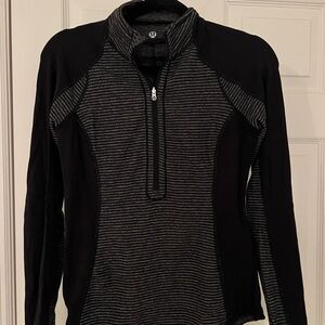 Lululemon Reversible Black and Gray Striped Pullover
